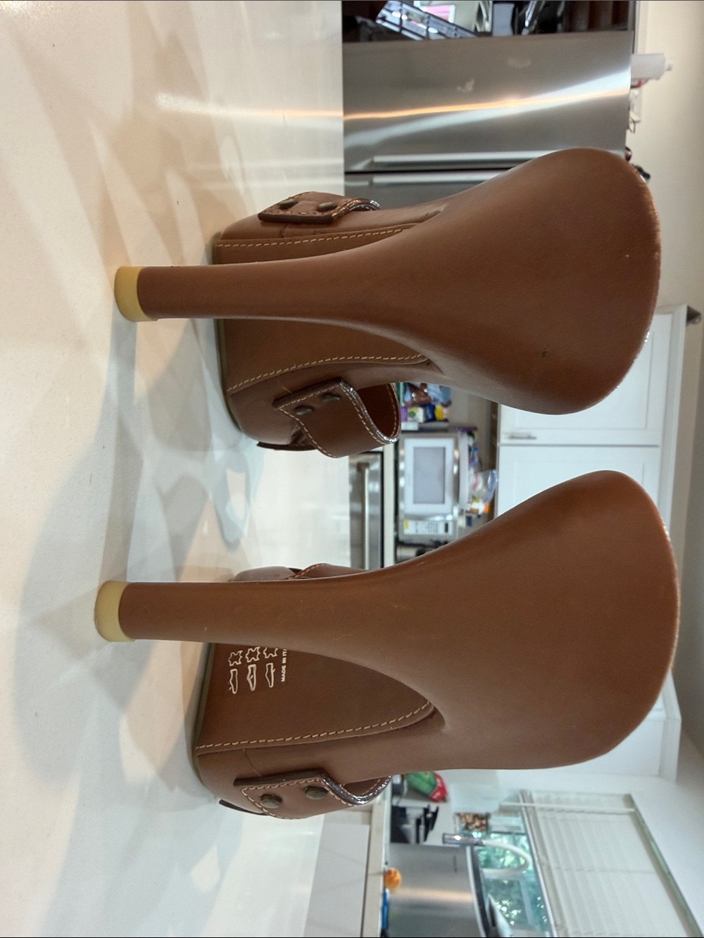 Giuseppe Zanotti Brown Leather Crisscross High Heel Slide - Picture 9 of 15